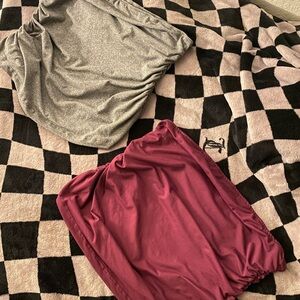 Gray and Burgundy tube top set